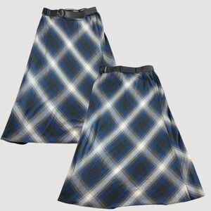 Ashley‎ Stewart Plaid A-Line Skirt Womens Blue Black Belted Midi Plus Size 14